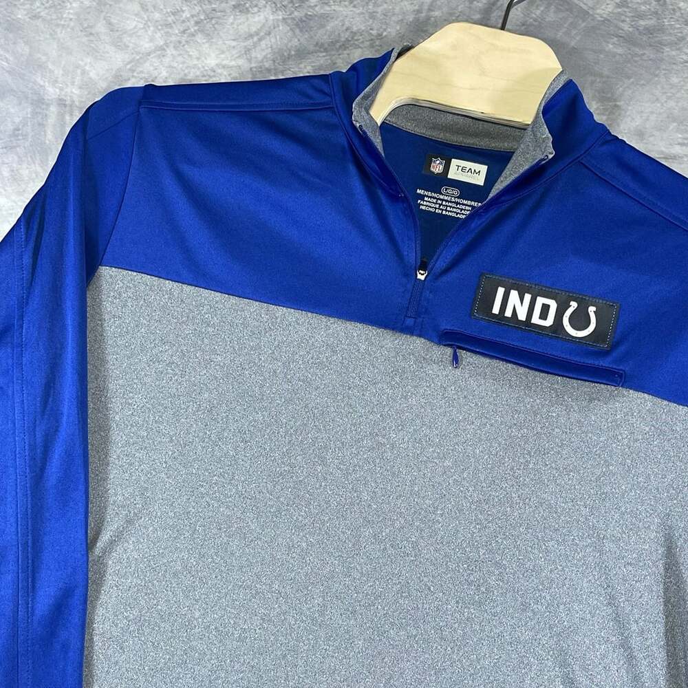 Indianapolis Colts NFL Team Apparel 1/4 Zip Pullover Size L Blue Gray